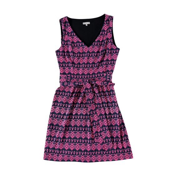Ellie Kai Dresses & Skirts - Ellie Kai‎ Pink Navy Geometric Ikat Print V-Neck Sleeveless Tie Wrap Dress 6